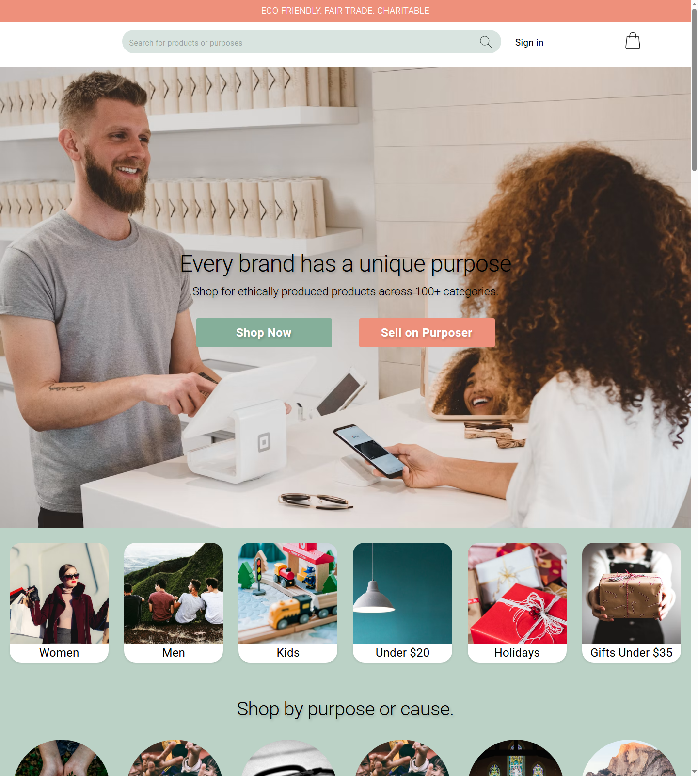 Archived screenshot of the Purposer marketplace
