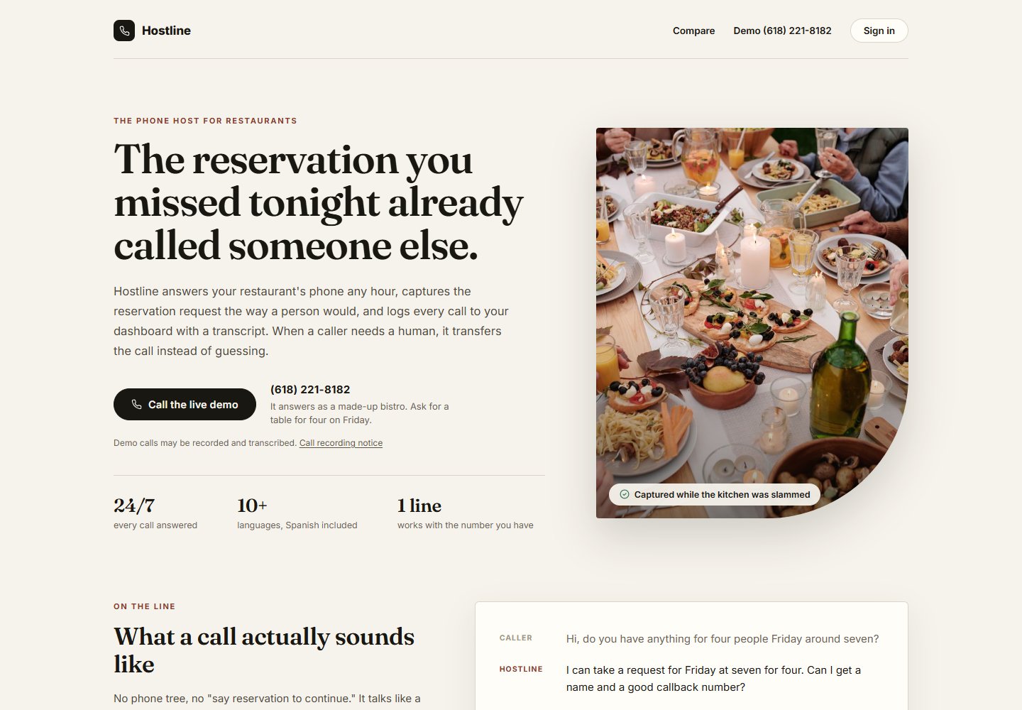 Hostline restaurant phone receptionist website