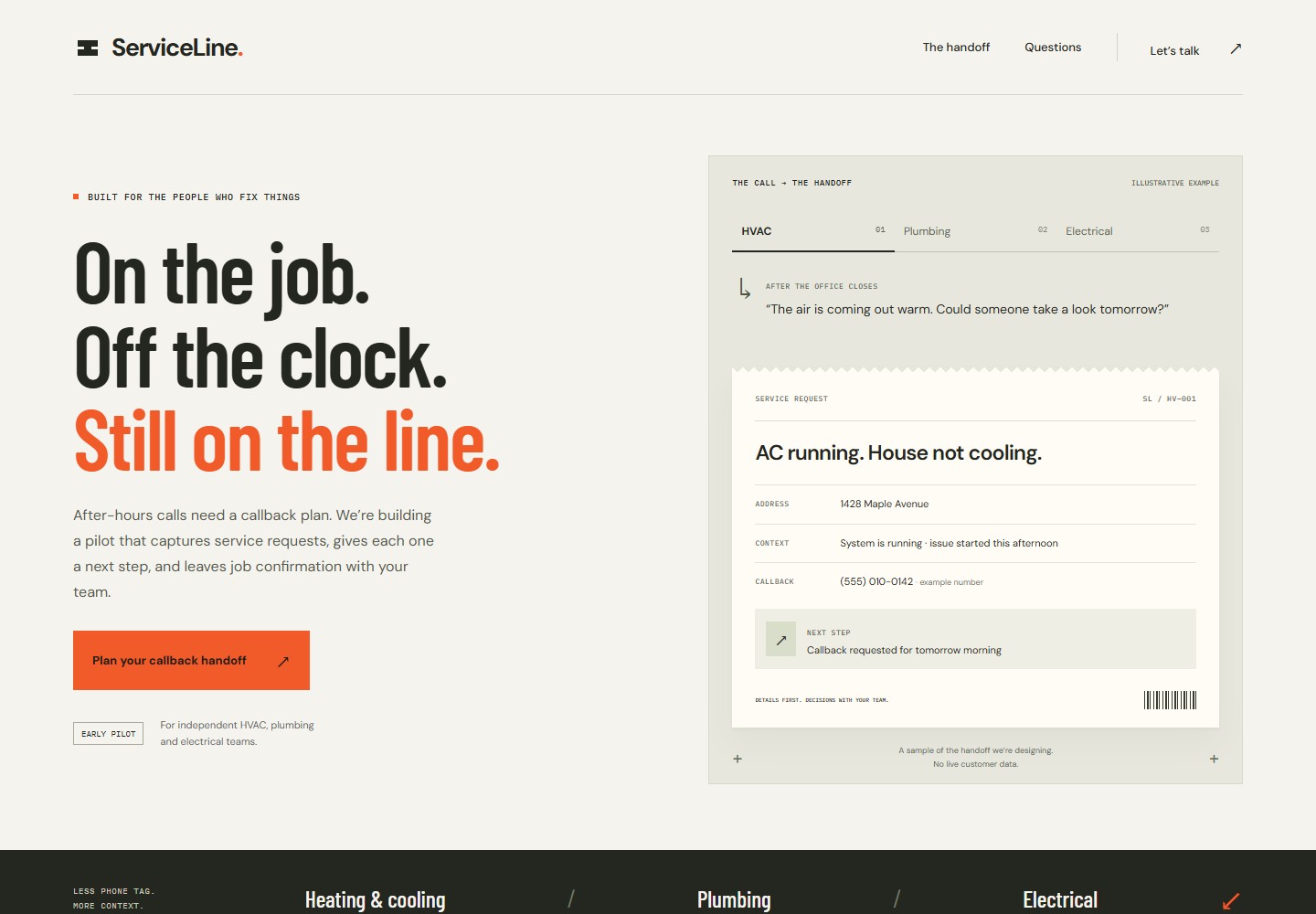 ServiceLine AI phone receptionist for home-service businesses